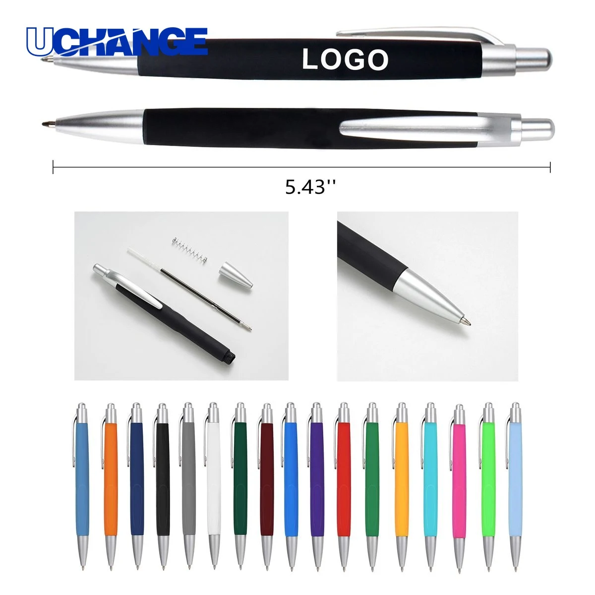 1mm Retractable Color Ballpoint Pen, custom pen with logo imprint 1