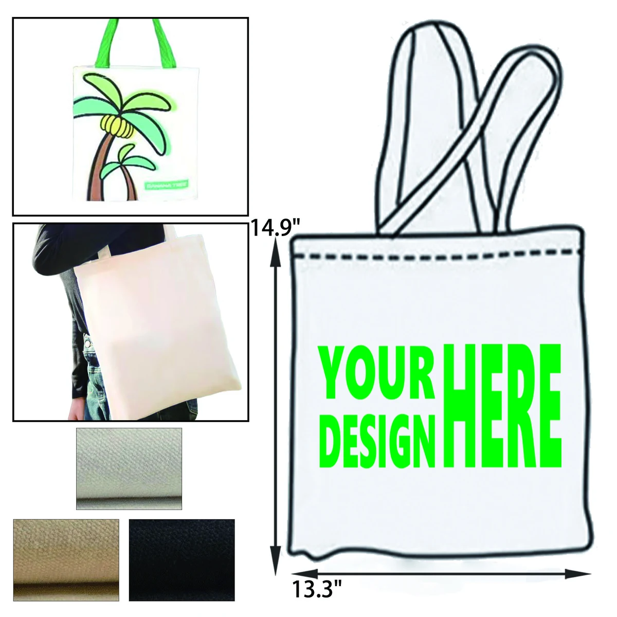Full Color Custom Canvas Tote Bag MOQ 20, custom tote bag with logo imprint 1