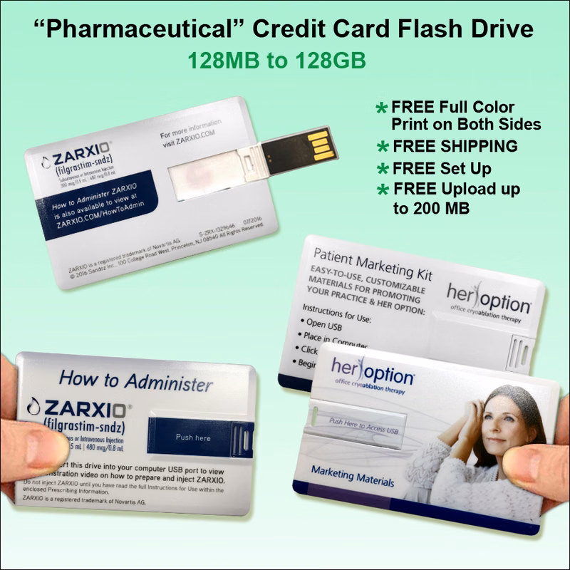 "Pharmaceutical" Credit Card Flash Drive - 32 GB Memory