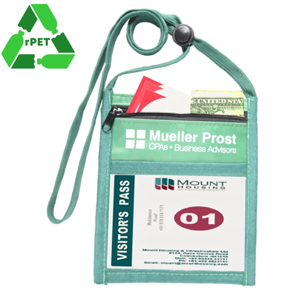 Nylon RPET Recycled Pouch With Front Zipper Pocket 1