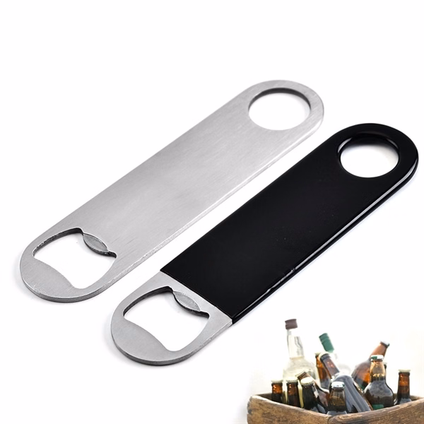 Custom Stainless Steel Bottle Opener with Heat Transfer Imprint — Bar Essentials