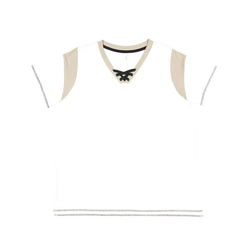 LAT Women's Curvy Lace Up Fine Jersey Tee - 3833 1