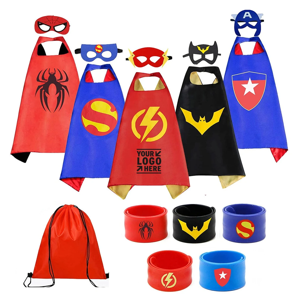 5 PCS Superhero Capes and Wristbands Set 1