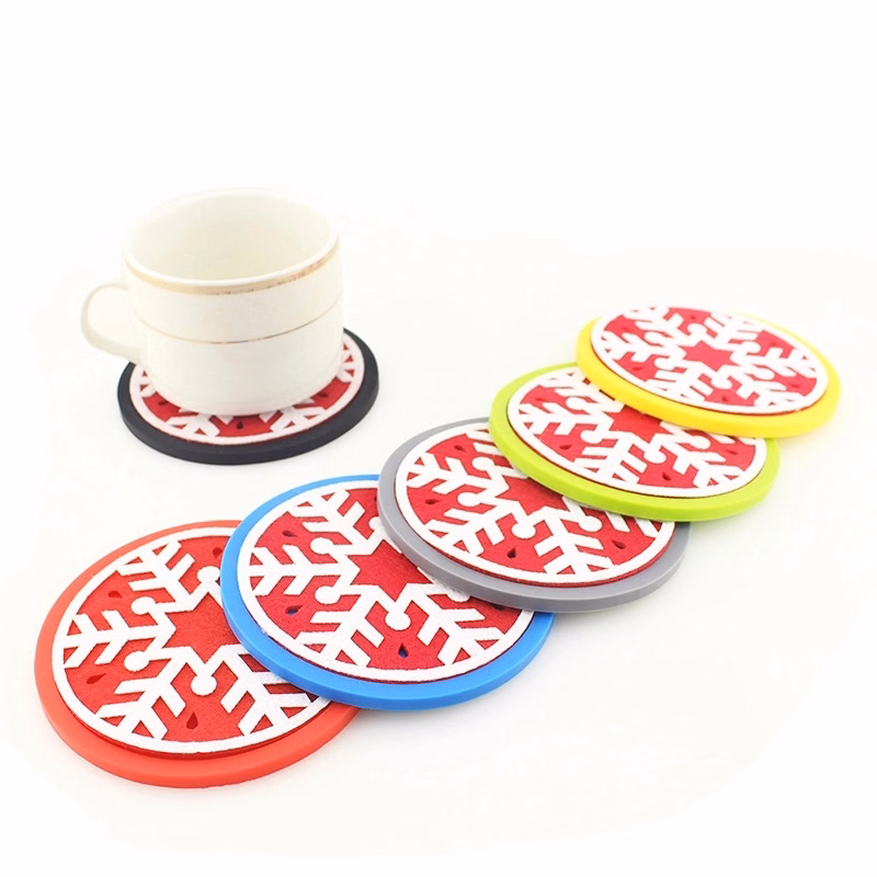 Christmas Round Silicone Coaster Set