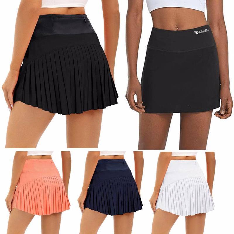 Women Polyester High-Waisted Pleated Athletic Skort