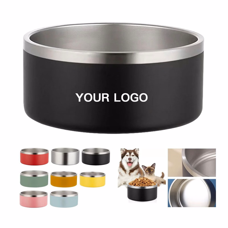 Triple Wall Stainless Steel Pet Bowl with Non Slip Base