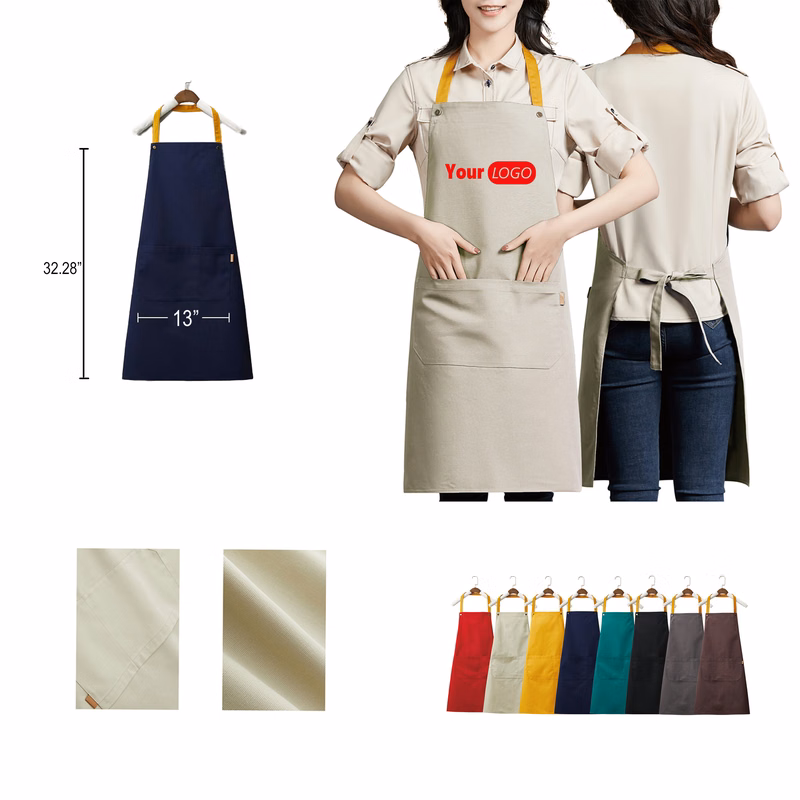 Canvas Kitchen Apron W/ 2 Front Pockets MOQ50