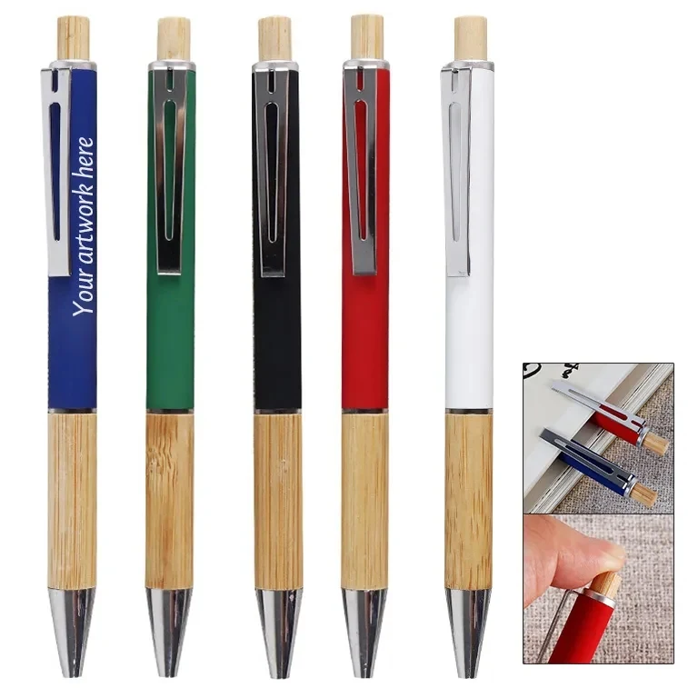 Bamboo Aluminum soft touch ballpoint pen 1