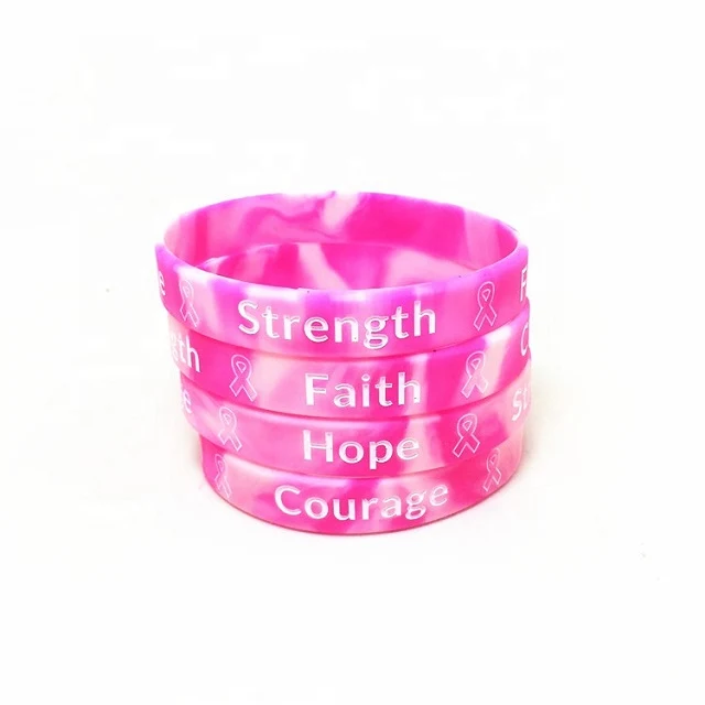 1/2 Inch Breast Cancer Swirl Deboss-fill Wristband 1