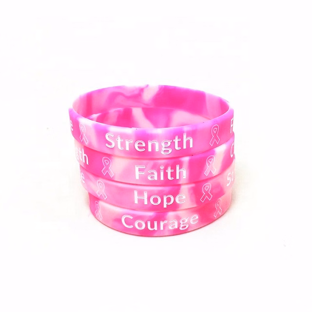 1/2 Inch Breast Cancer Swirl Deboss-fill Wristband