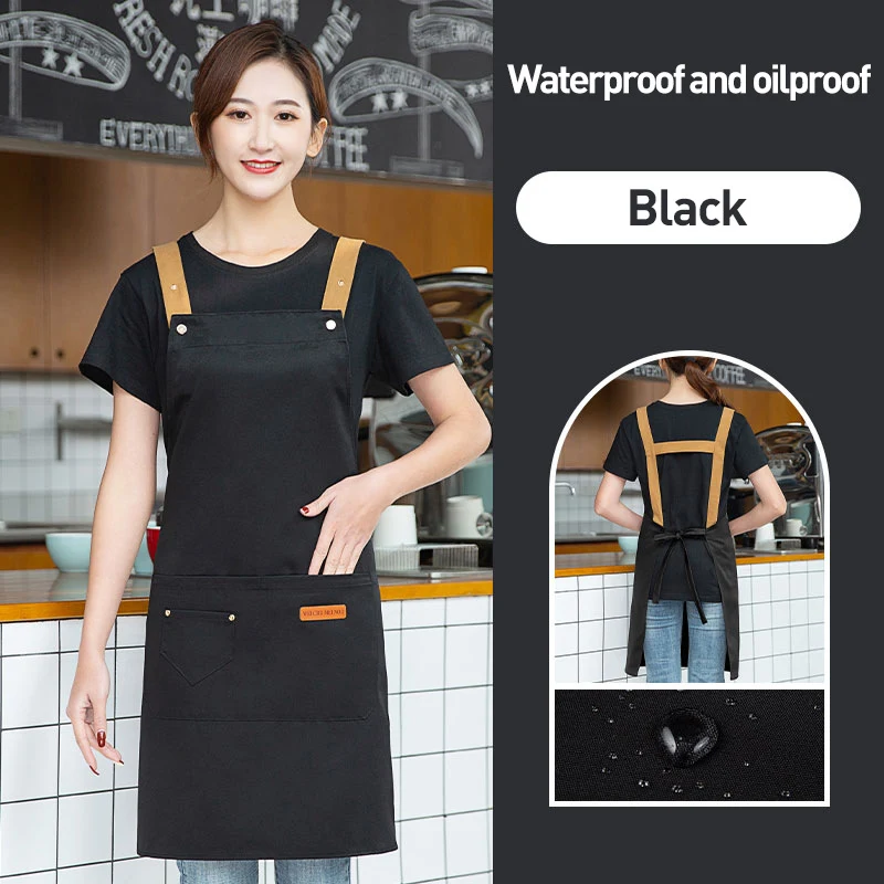 Custom Waterproof Canvas Cross-Back Work Apron with Pocket 1