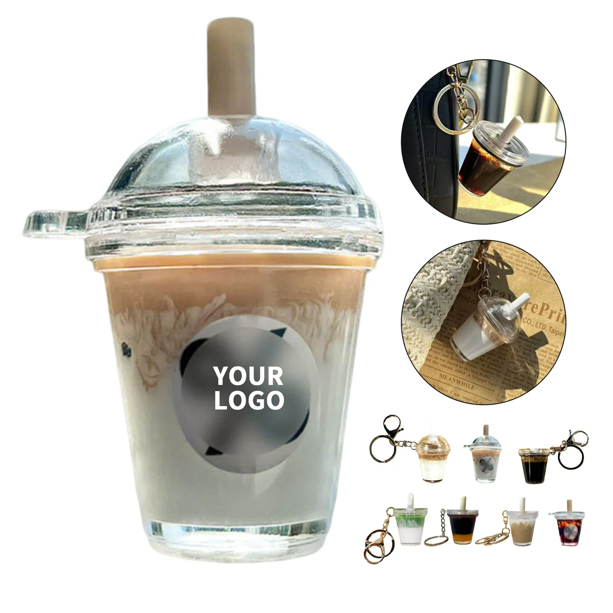 Mini Acrylic Iced Americano Coffee Keychain Magnet 1