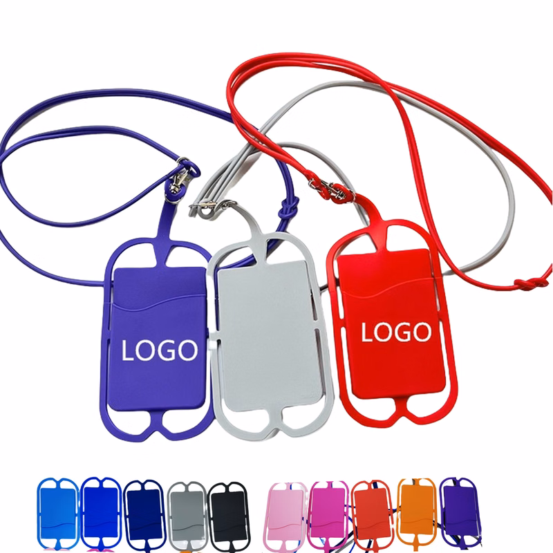 Silicone ID Card Badge Holder with Lanyard Style Phone Holder