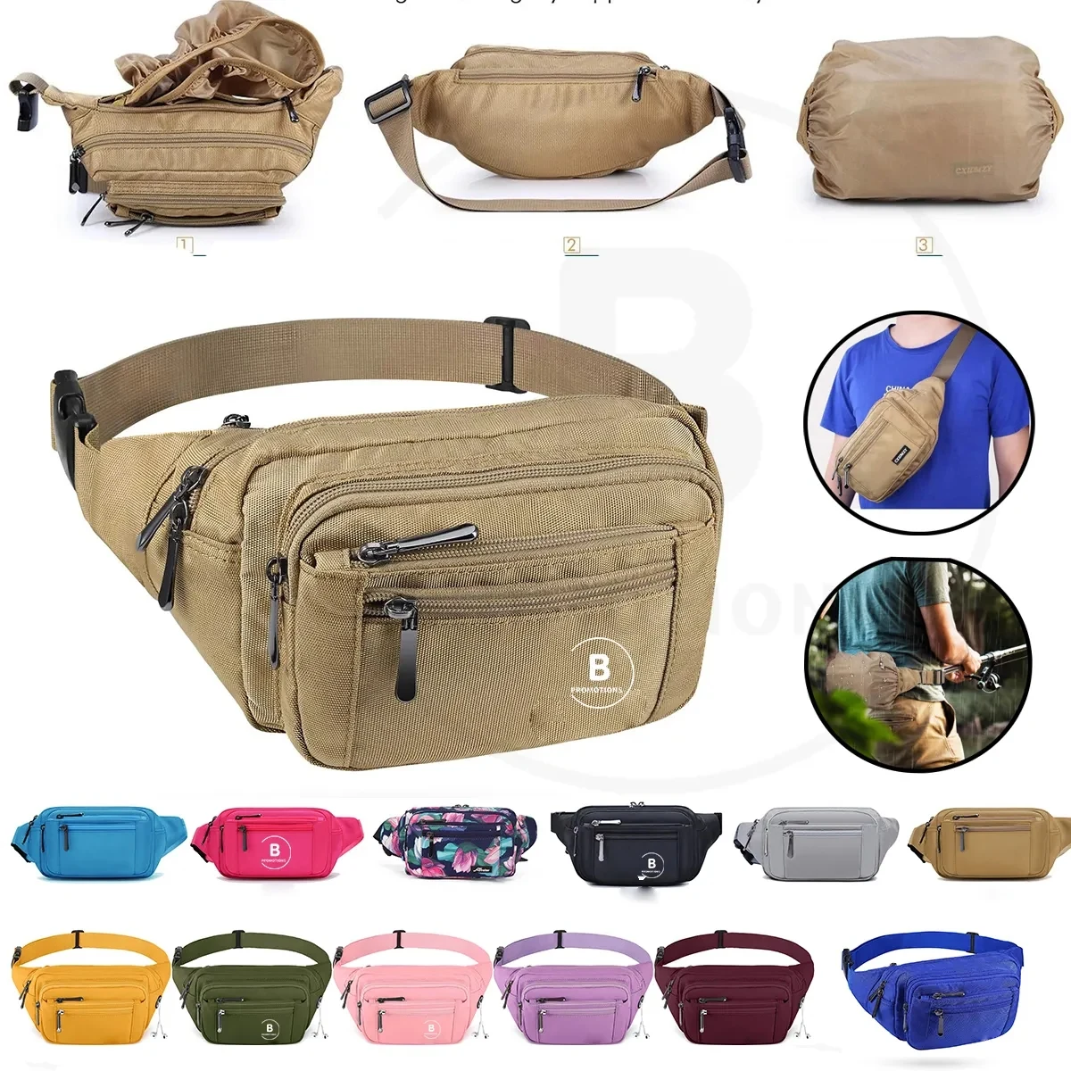 Large Capacity Waterproof Casual Bum Hip Waist Bag 1