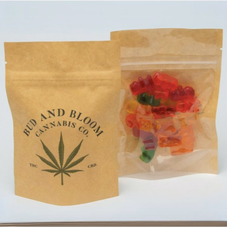 Full Color Stand Up Kraft Pouch w/Clear Back (4"W x 6"H 2"D)