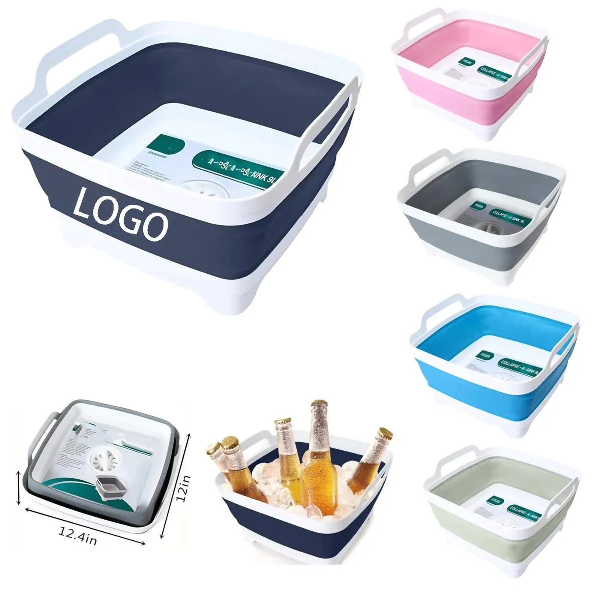 Collapsible Dish Basin with Drain Plug 1