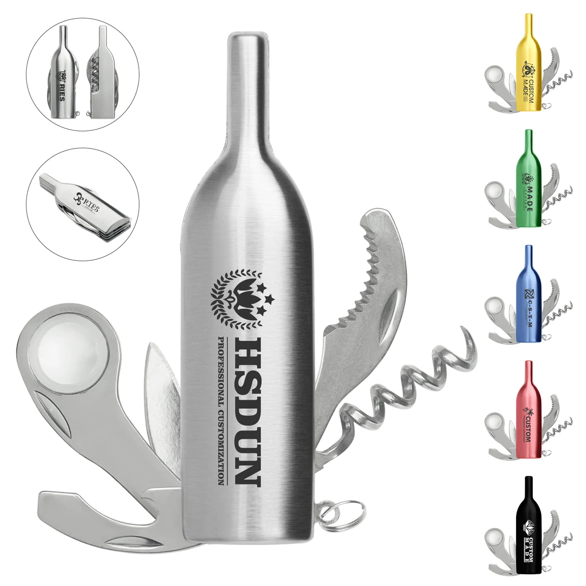 Multifunctional 5-In-1 Stainless Steel Wine Bottle Opener Pocket Knife Kit 1