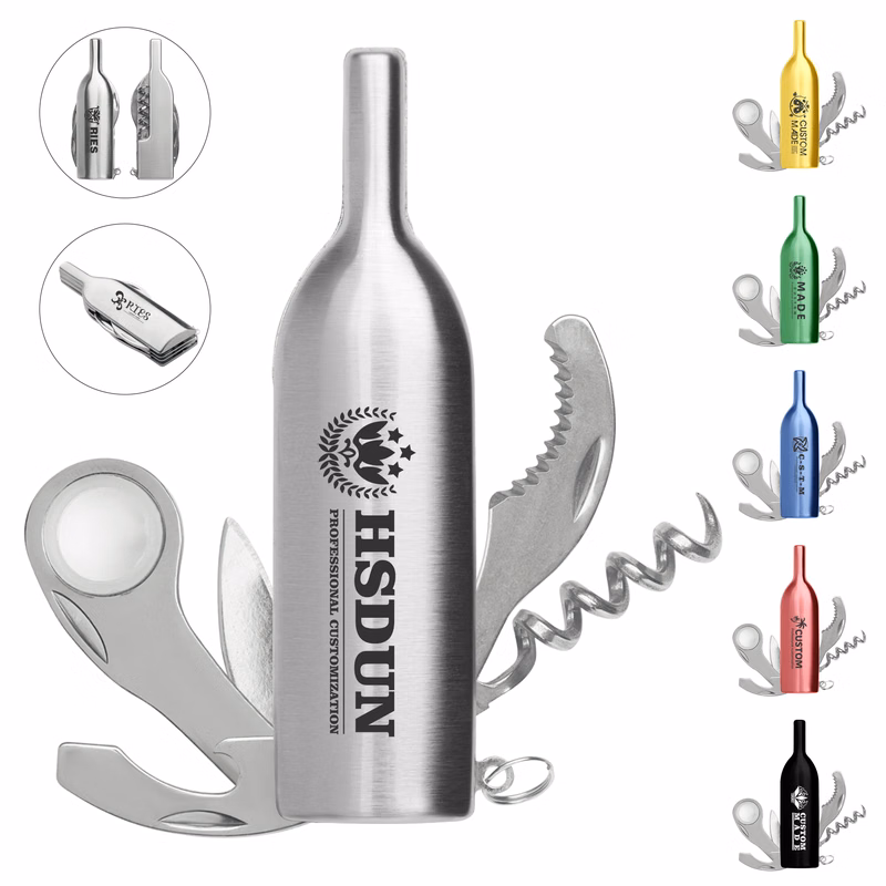 Multifunctional 5-In-1 Stainless Steel Wine Bottle Opener Pocket Knife Kit