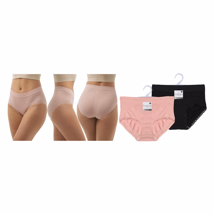 Women's Wide Waistband Seamless Panties - M-XL Pink Black