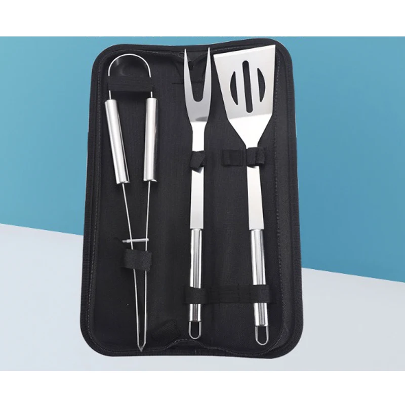 3Pcs Stainless Steel BBQ grill set accessories tools set Barbecue Grill Camping Outdoor kitchen Cook 1