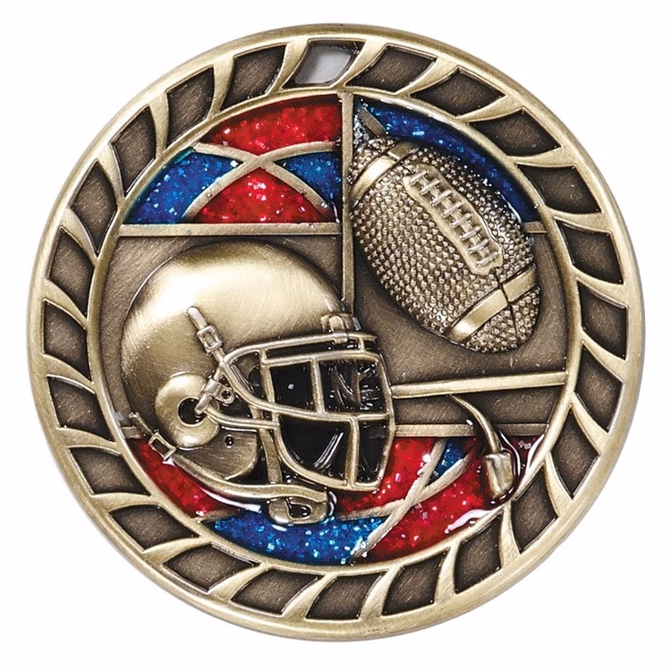Football Glitter Medal, 2 1/2"