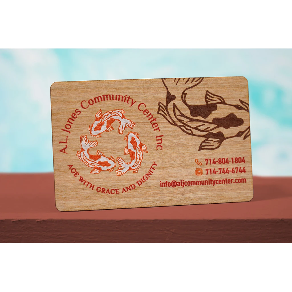 Cherry Wood Business Cards, custom desk accessory with logo imprint 1