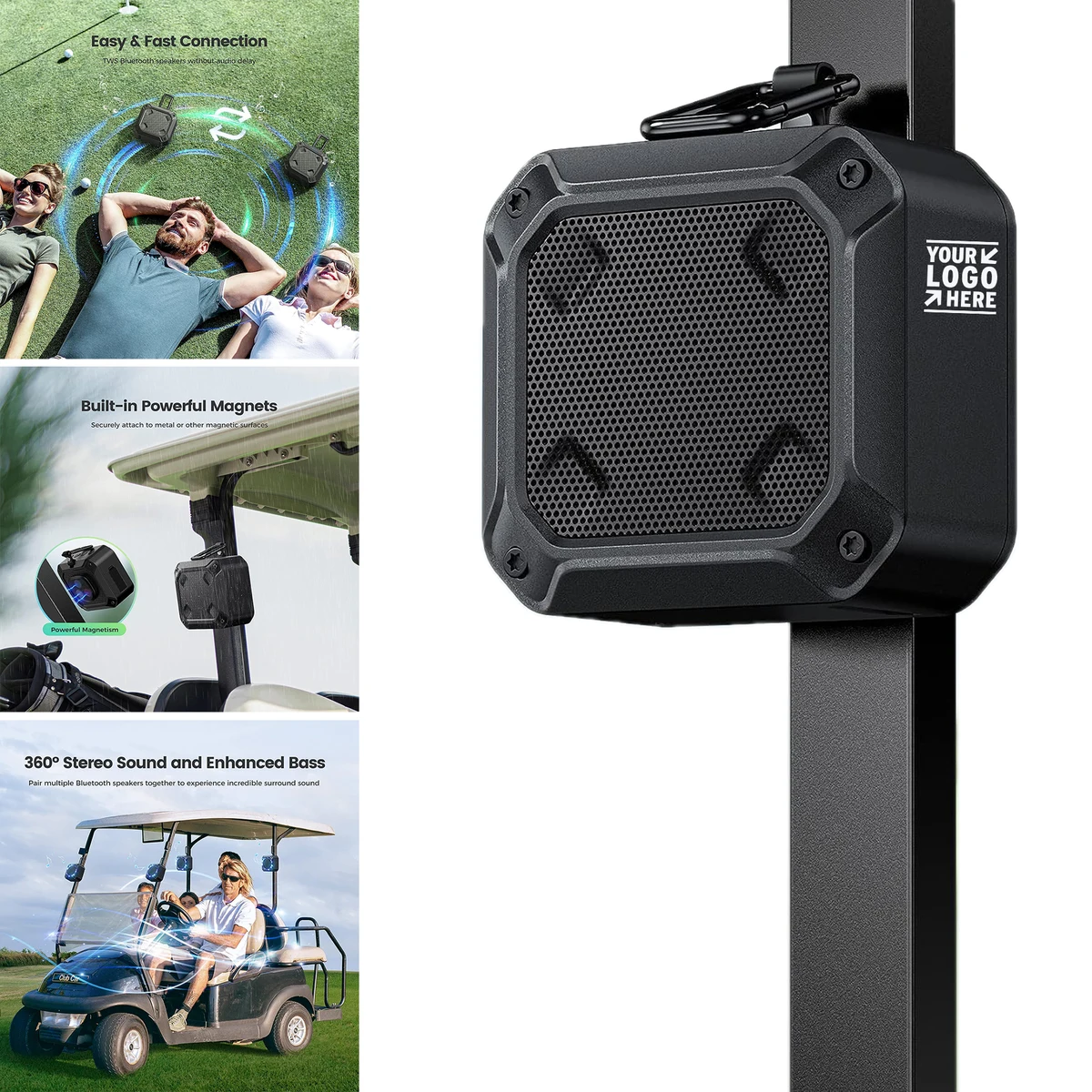 Golf Cart 24H Playtime 2 Packs Portable Stereo Sound Magnetic Outdoor Waterproof Wireless Speaker 1