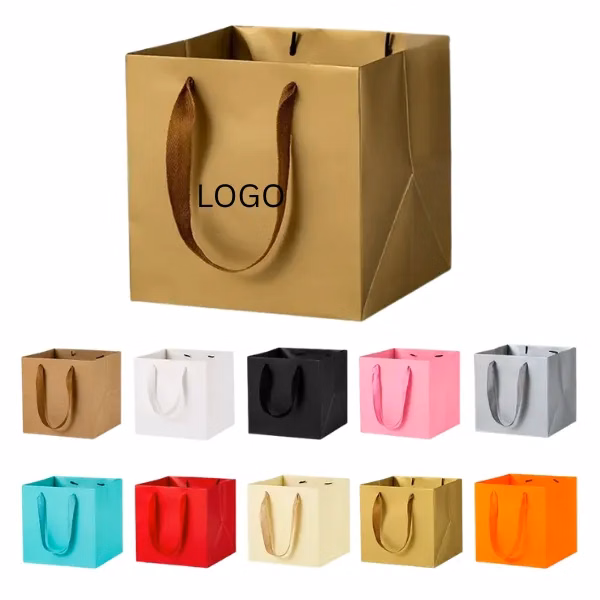 Square Kraft Paper Gift Tote Bag
