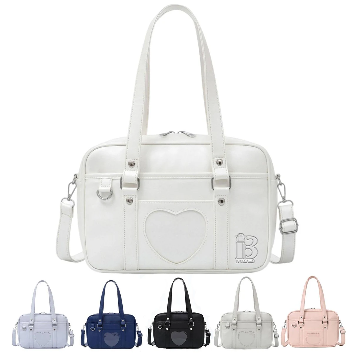 Cute square PU Leather Handbag Tote Bag, custom tote bag with logo imprint 1