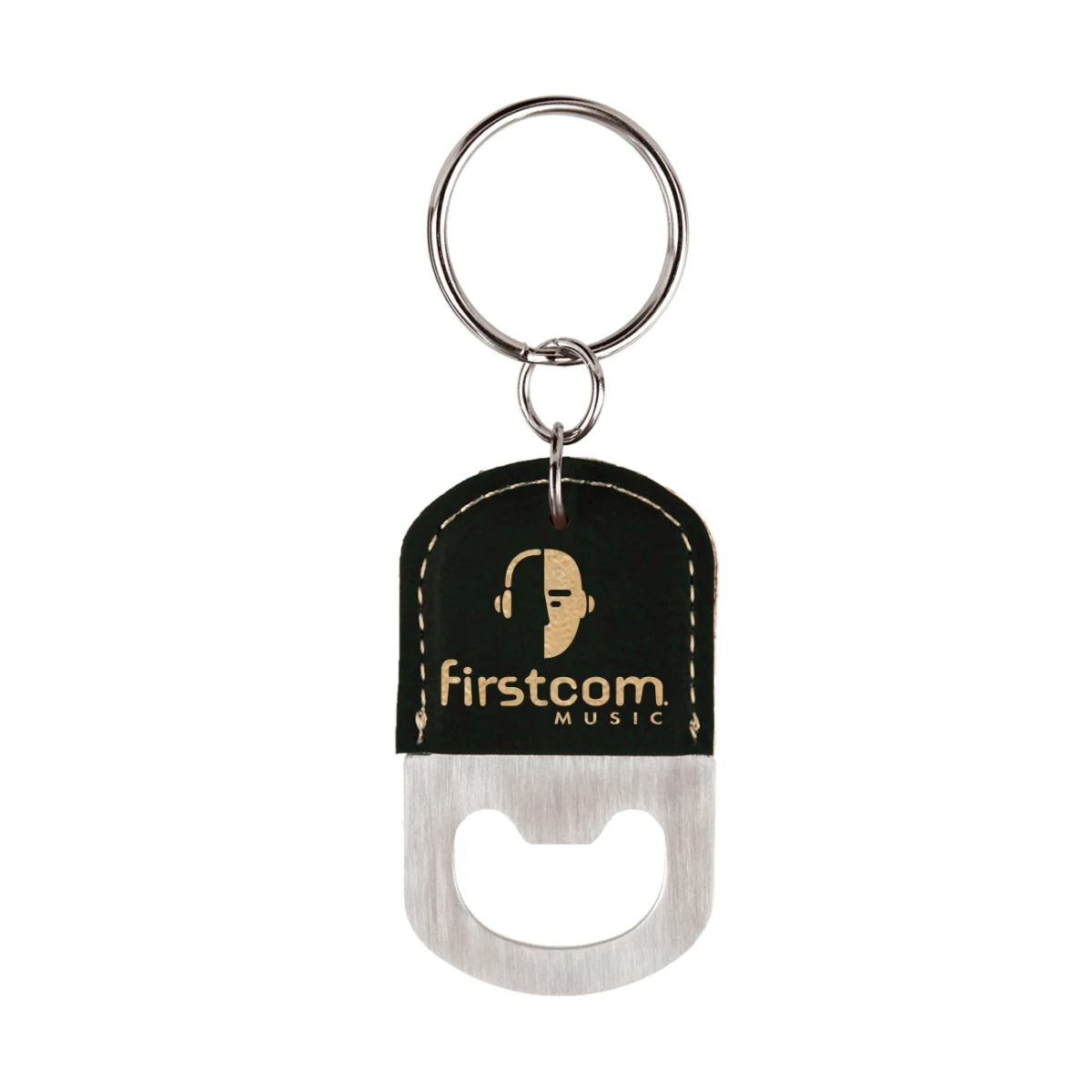 Laser Engraved Leatherette Key Tag with Bottle Opener Oval (2.5"x1.5") 1