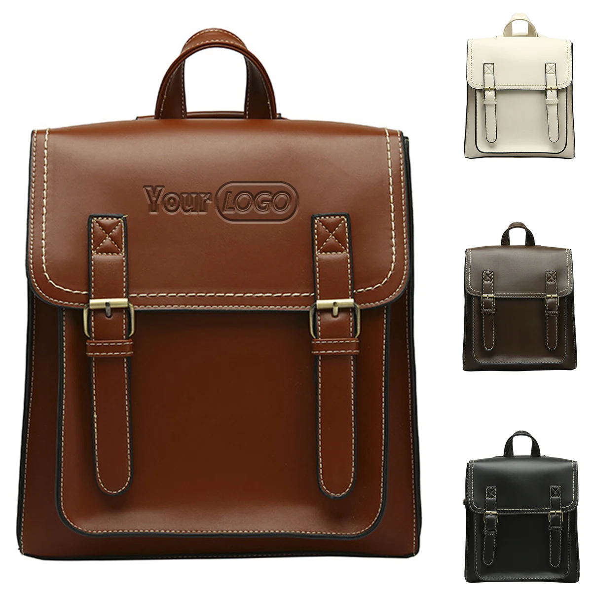 PU Leather?Casual Daypack Style Flap Backpacks for Ladies 1