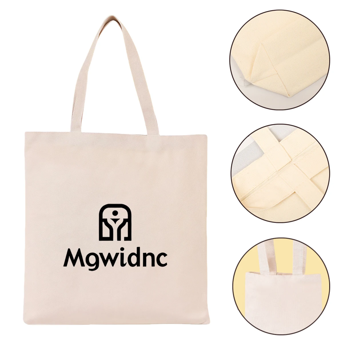 Beige Eco-Friendly Canvas Tote Bag Reusable Large Shopper Handbag 35x40cm 1