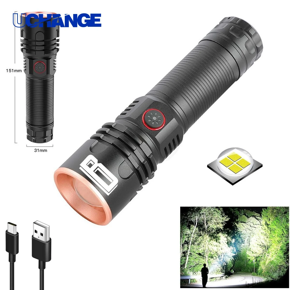 Rechargeable High-Lumen Flashlight Tool 1
