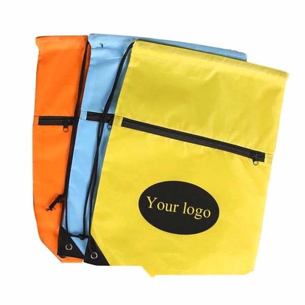 Sports Drawstring Bag W/ Front Zipper
