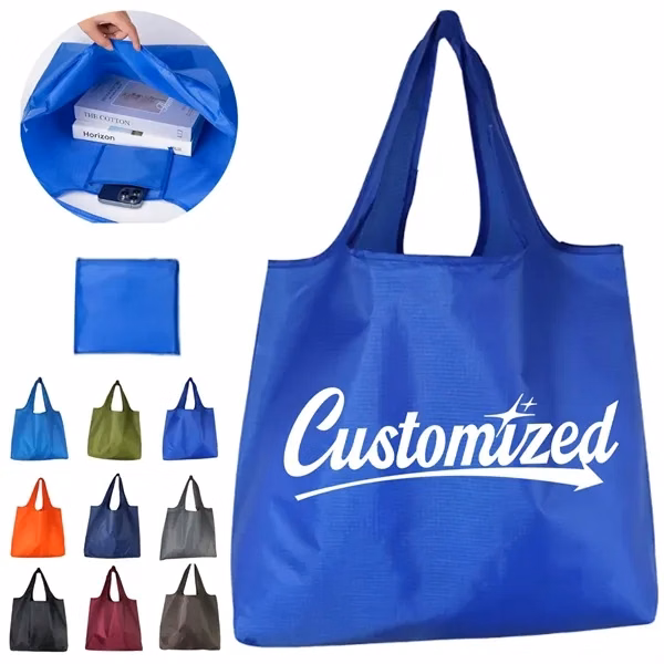 Custom Foldable Nylon Shopping Tote with Handles — Eco Friendly Retail Promotion