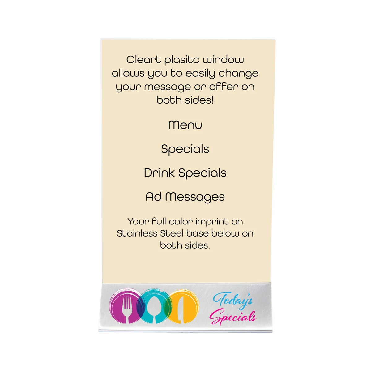 Stainless Steel Table Talker - Full Color Imprint 1