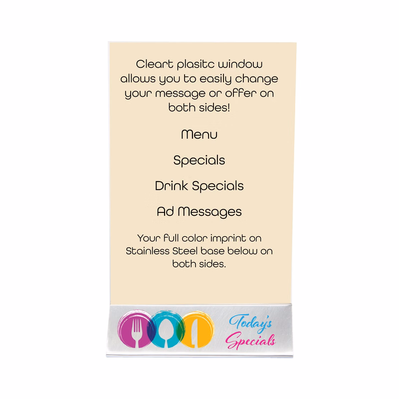 Stainless Steel Table Talker - Full Color Imprint
