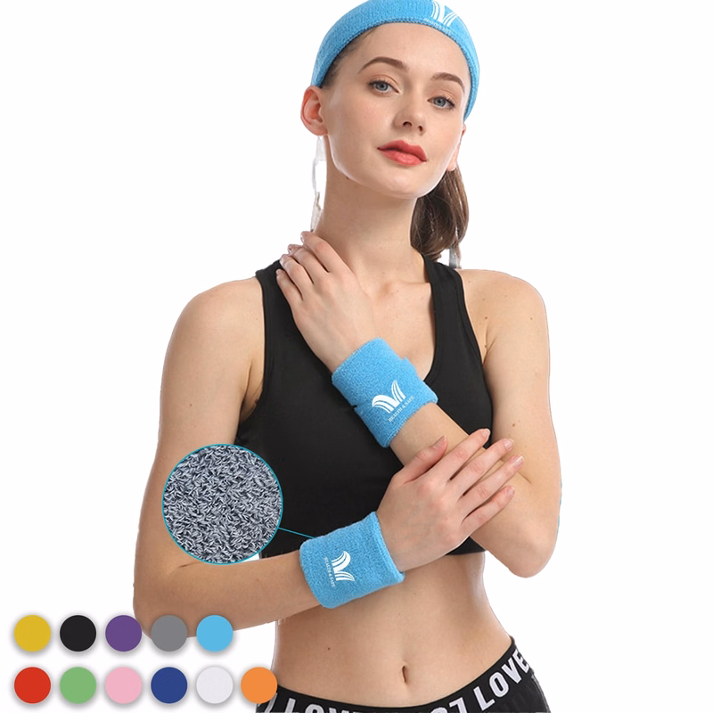 Sweatband Sports Headband Wristband Set