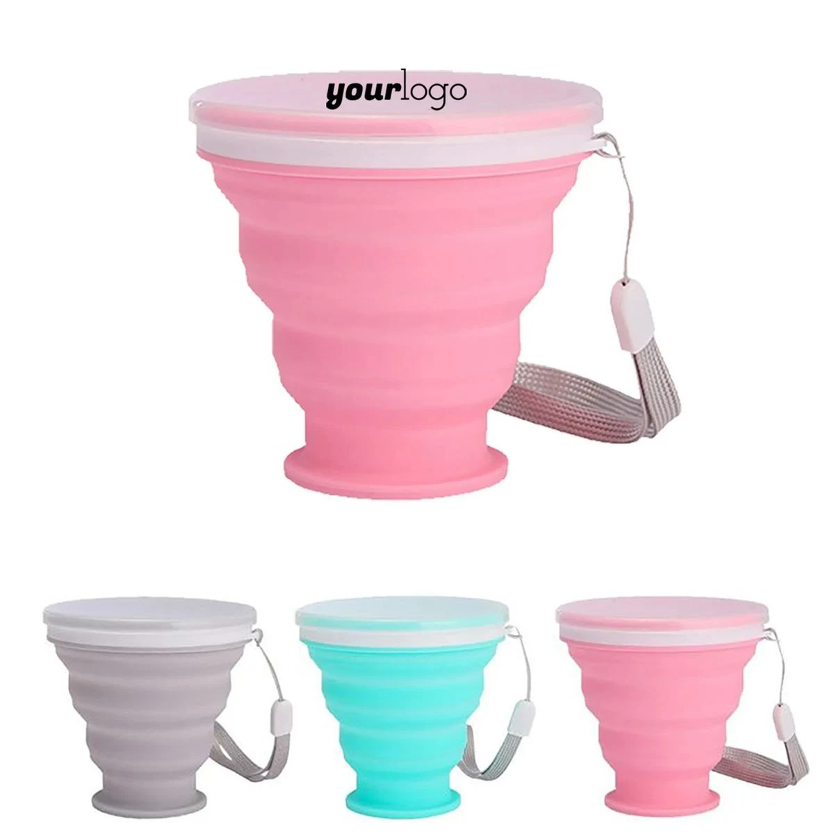 Foldable Silicone Cup With Lid And Strap 1