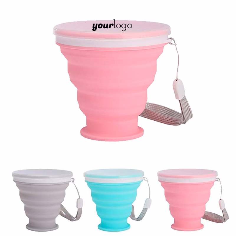 Foldable Silicone Cup With Lid And Strap