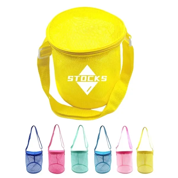 Custom Beach Mesh Tote Bag with Adjustable Straps — Kids Shell Collection Organizer, custom tote bag with logo imprint 1