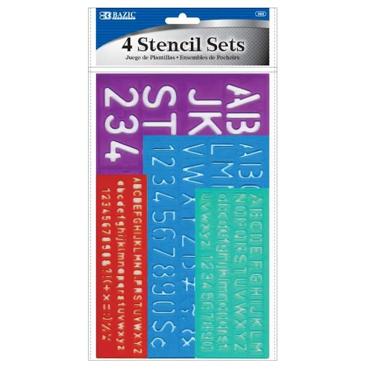 Lettering Stencil Sets - 4 Pack 8 10 20 30 mm Sizes 1