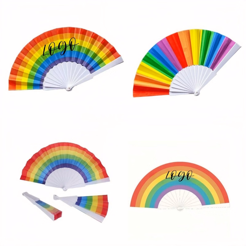 9" Rainbow Folding Fan