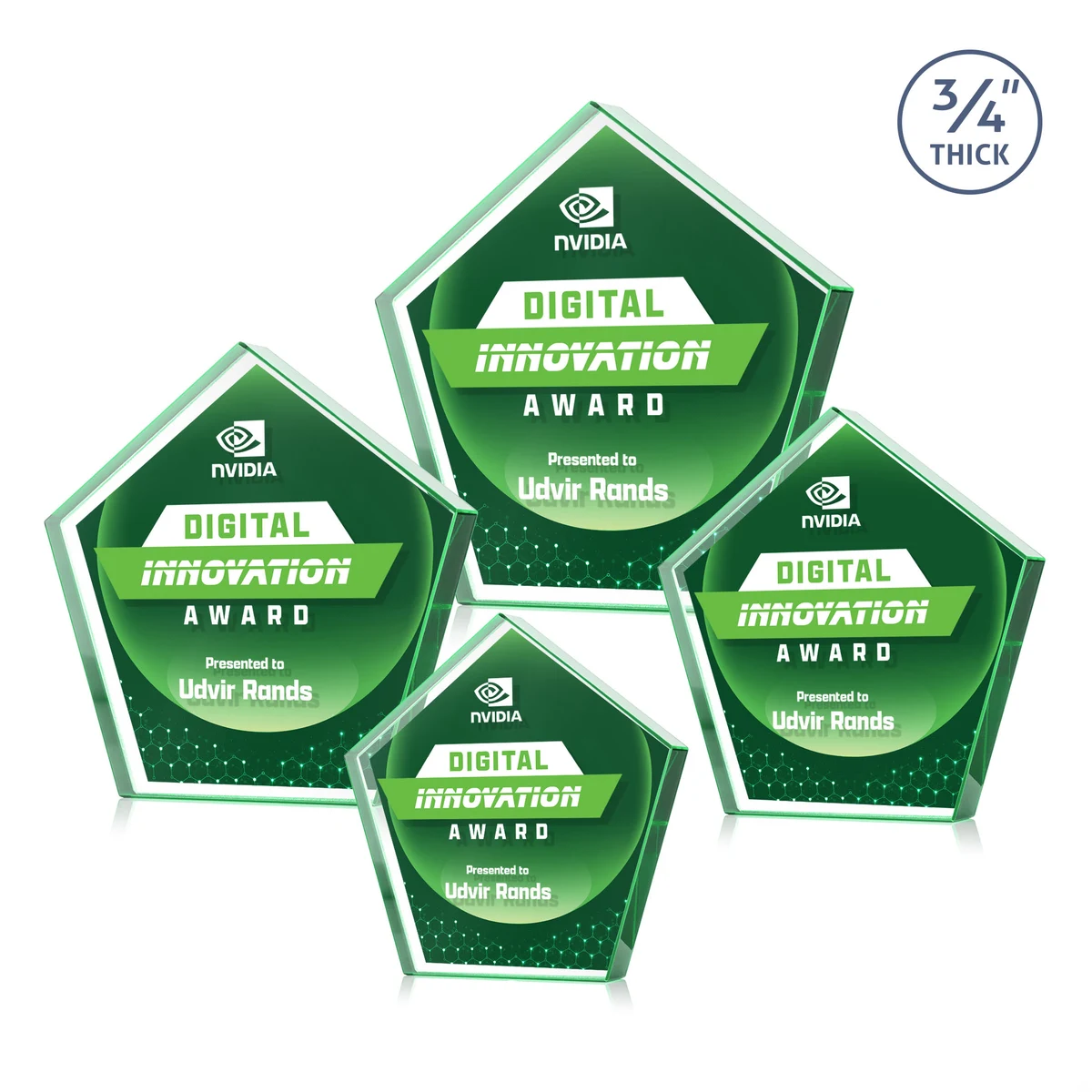 Belmar Pentagon VividPrint™ Double Sided Award - Emerald 1