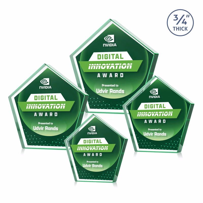 Belmar Pentagon VividPrint™ Double Sided Award - Emerald