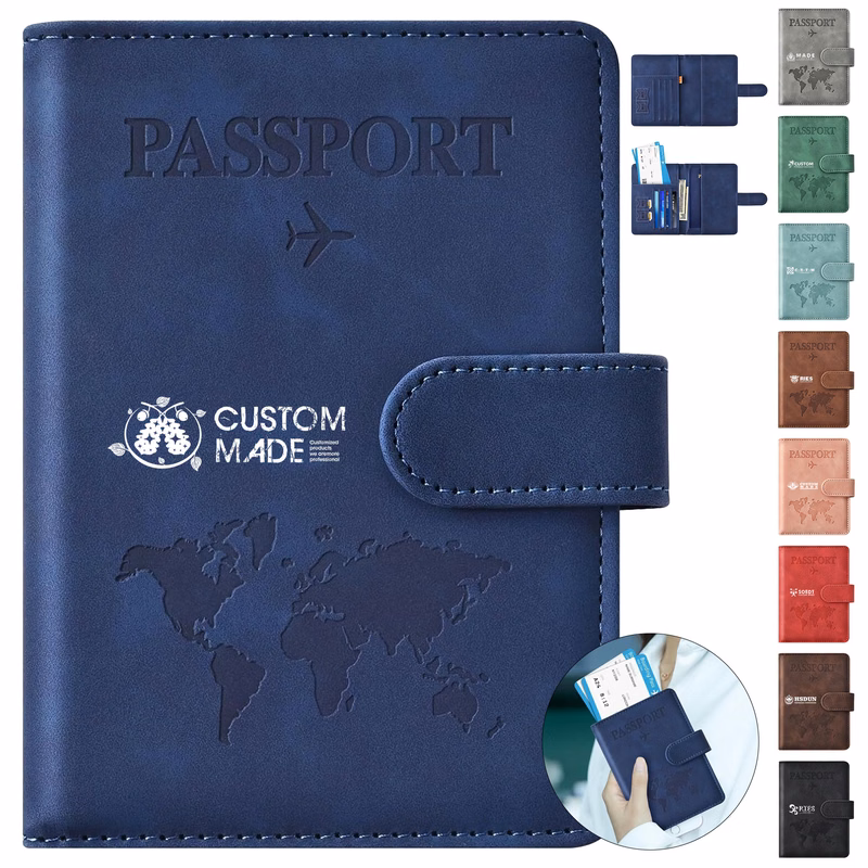 PU Passport Clip With Magnetic Buckle