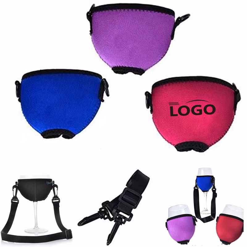 Neoprenes Sleeve With Adjustable Wine Glass Lanyard