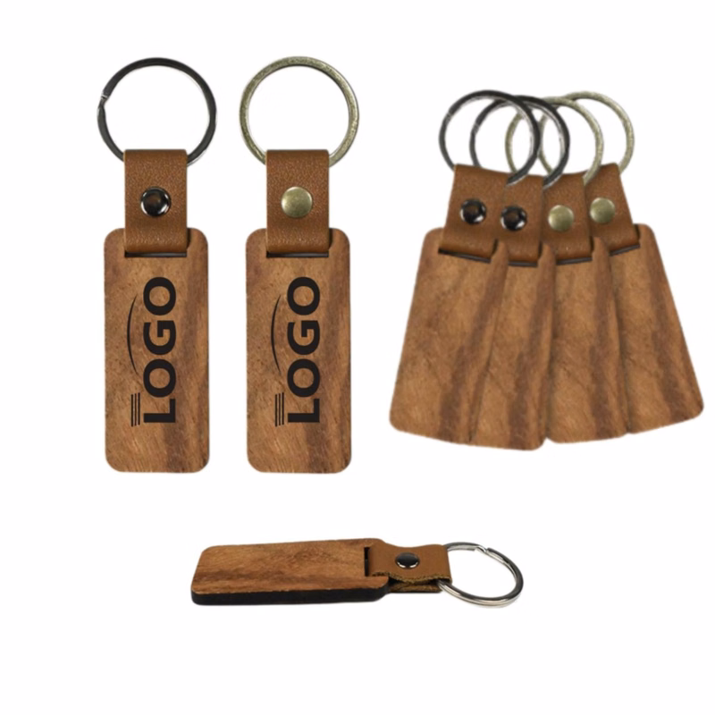 Natural Redwood Keychain Key Ring