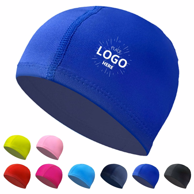 MOQ 100 Multicolored Polyester Material Swimming Cap