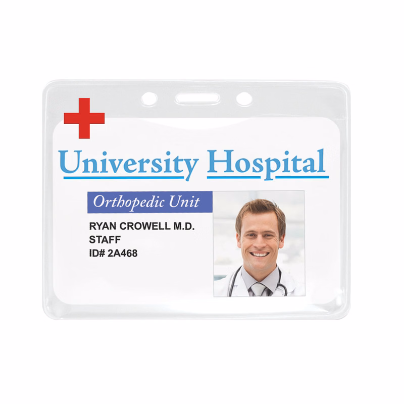 4.29" W x 3.89" H - Horizontal PureClear Vinyl Badge Holder (1 Color Imprint)